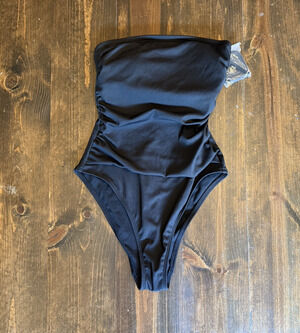 Shade & Shore High-Waist One-Piece Swimsuit Ribbed S Small New Capsule Wardrobe